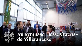 Au gymnase « Jesse Owens » de Villetaneuse  Emmanuel Macron [upl. by Ai626]