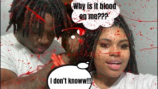 Period blood prank on boyfriend Gone Wrong he smacked me 😡 [upl. by Nylsaj525]