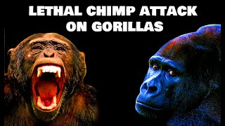 Lethal Coalitionary Chimpanzee Attack on Group of Gorillas [upl. by Glory781]