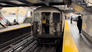 Damaged R62a 1 Train Derailment Train 22712275 2415 Being towed Past 168st [upl. by Ibot]