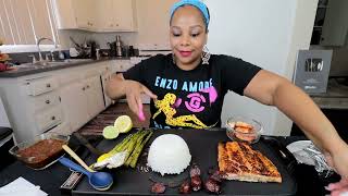 SALMON  GIANT SHRIMP SEASONED WITH BLOVES NEW SMACKALICIOUS SAUCE SEAFOOD BOIL MUKBANG [upl. by Notnerb810]