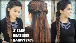 3 QUICK amp EASY Everyday Braided Hairstyles For Medium To Long Hair  Heatless Hairstyles [upl. by Edin]