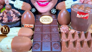 ASMR MUKBANG CHOCOLATE DESSERT ICE CREAM MAGNUM KINDER SURPRISE EGG MILK MALTESERS Eating Sounds [upl. by Gayn]