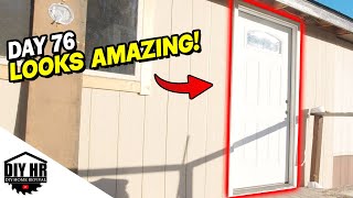 Installed a brand new door Day 76 DIY mobile home renovation [upl. by Ahsimal562]