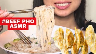 ASMR VIETNAMESE PHO  PORK GYOZA  FRESH STRAWBERRY BUBBLE TEA WITH BOBA EATING SOUNDS [upl. by Firman]