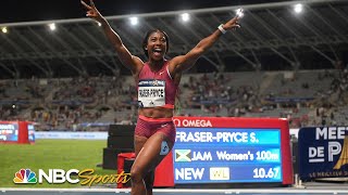 FraserPryce blasts fastest 100m of 2022 in recordsetting Paris victory  NBC Sports [upl. by Peltier164]