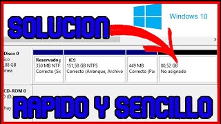 COMO SOLUCIONAR Y UTILIZAR EL ESPACIO NO ASIGNADO AL DISCO DURO [upl. by Yentnuoc583]