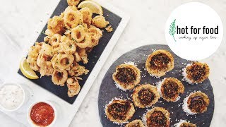 vegan quotseafoodsquot calamari amp oysters Rockefeller  hot for food [upl. by Tosch]