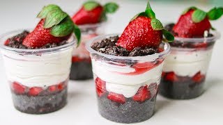 Strawberry Dessert Cup  Cream Cheese Strawberry No Bake Dessert Box  Yummy Dessert Recipe [upl. by Curkell]