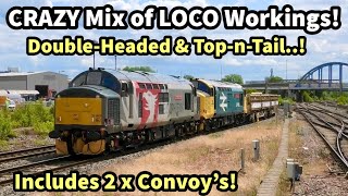 CRAZY Mix of RARE Loco Workings 37901 amp 37418 DoubleHeaded amp TnT plus 2 x CONVOYs Derby 260623 [upl. by Elakram]