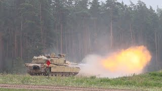 Power Unleashed M1A2 Abrams Tanks Showcase Firepower in Poland Exercise [upl. by Yenaiv226]