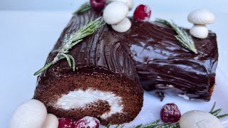 Yule Log Cake Recipe Easy  Christmas Log Cake Recipe Easy [upl. by Ikuy]