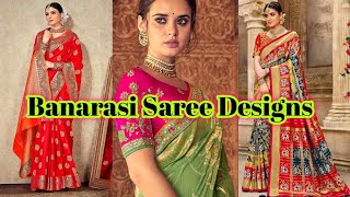 Banarasi Silk Saree Designs 2024  Satin Katan Silk Banarasi Saree  Pure Indian Banarasi Saree [upl. by Andreas]