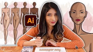 Easy Fashion Croquis Tutorial on Adobe Illustrator [upl. by Anialem]