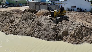 Day5 Wonderful Action Skillful Dozer Operator Push Soil amp Stone Move To Pond [upl. by Yekciv]