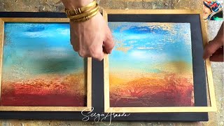 Creating Stunning Abstract Landscapes diptych A Unique Approach to Painting on a Single Canvas [upl. by Oirtemed]