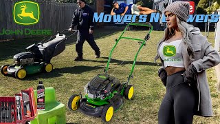 FREE JOHN DEERE JS63 LAWN MOWER WONT START GOVERNOR LINKAGE BRAKE KILL GROUND GAS TANK LEAK REPAIR [upl. by Wolenik]