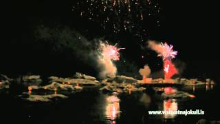 The Fireworks show at Jokulsarlon glacier lagoon in the Vatnajokull Region in Iceland [upl. by Appleton]