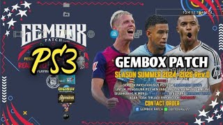 EFOOTBALL PES 2025 GEMBOX PATCH FULL UPDDATE SUMMER SEASON PS3 PKG [upl. by Atteyram]