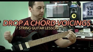 Drop A Chord Voicings  7 String Guitar Lesson [upl. by Rofotsirk]