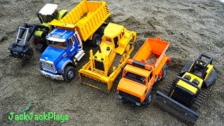 Toy Construction Vehicles in Action  Digging and Dump Trucks for Kids  JackJackPlays [upl. by Hirasuna751]