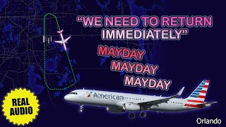 Possible engine flameout MAYDAY American Airbus A321 immediately returns to Orlando Real ATC [upl. by Hannavas633]