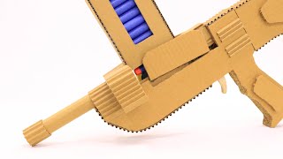 How to Make Fully Automatic NERF Assault Rifle from Cardboard that SHOOTS [upl. by Eustis]