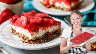 A Tastier Strawberry Pretzel Salad WITHOUT Jello [upl. by Gusty]