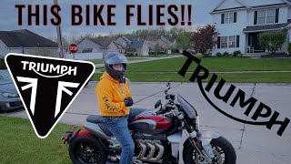 Triumph Rocket 3R Exhaust and Tune Reaction POV RIDE [upl. by Theone]