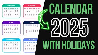 CALENDAR 2025 WITH HOLIDAYS  2025 CALENDAR COMPLETE [upl. by Annaitat]