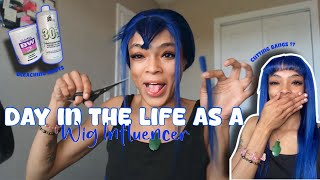 Day in the life as a Wig Influencer  cutting bangs bleaching knots wig tips etc [upl. by Amersham]