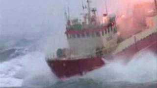 Trawler in rough sea [upl. by Domph]