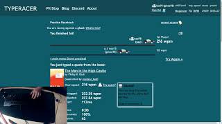 TypeRacer WingDings WORLD RECORD  238 wpm hand cam [upl. by Madaih]