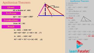 Pythagoras Theorem Class 10 Chapter 2  Part 7 Apollonius Theorem [upl. by Haase680]