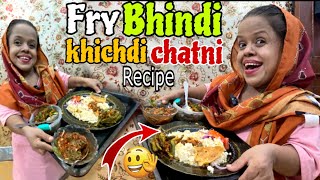 Fry Bhindi Khichdi With Special Chatni  Sanober kitchen  Sanober Choti Vlog  Special Recipe [upl. by Jenkel777]