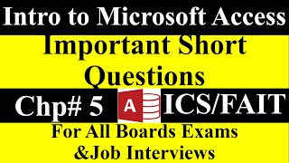 Introduction to MS Access in Hindi  Chp5Important Shorts Questions ICS Part II for boards Exams [upl. by Yehus]