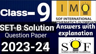 IMO Class 9 Answer Key SetB 202324  Maths Olympiad Solution class 9  IMO Class 9 SetB Solution [upl. by Keyes]