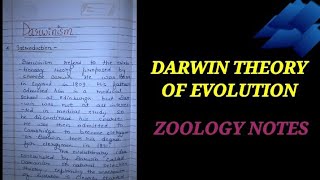 DARWIN THEORY OF EVOLUTION NOTES darwin darwintheoryofevolution zoologynotes zoology biology [upl. by Hasen2]