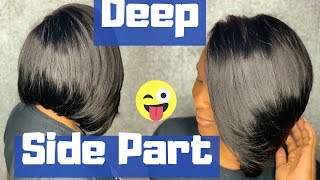 Deep Side Part Bob  Visso Remy l How to do a quick weave bob [upl. by Barnebas]