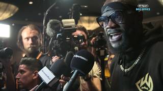 Deontay Wilder goes berserk at reporter during media scrum [upl. by Atcele61]