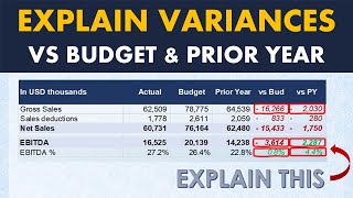 Variance Analysis vs budget and prior year [upl. by Bivins]