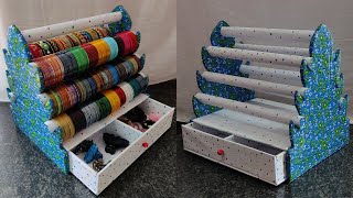 Bangles Organizer  Diy Bangles Bands Clips holder making with Cardboard  Customised organizer [upl. by Henleigh]