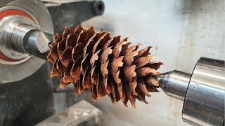 Woodturning  Pine Cone to Coffee Spoons [upl. by Leinad994]