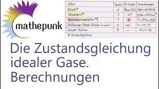 Die Zustandsgleichungen idealer Gase Berechnungen [upl. by Aerua]