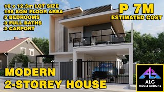 TRENDY 2STOREY HOUSE DESIGN 200 SQM  ALG DESIGNS 49 [upl. by Milla]