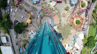 Falcons Fury POV Drop Tower 90 Degree Tilt STRAIGHT DOWN OnRide Busch Gardens Tampa [upl. by Trebo920]