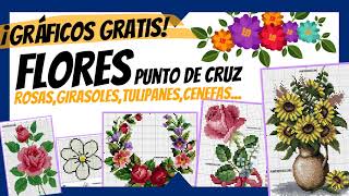 🌼LOS MEJORES GRÁFICOS DE FLORES EN PUNTO DE CRUZ  PATRONES GRATIS [upl. by Rennerb]