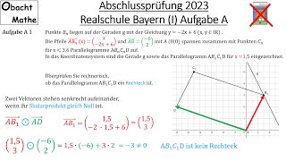 Abschlussprüfung Mathe 2023 Realschule Bayern Gruppe 1  Aufgabe A vorgerechnet  ohne TR [upl. by Haile]