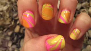 Live Water Marbling Nail Tutorial Spring Colors [upl. by Anoyet89]