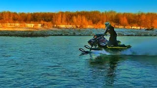 Evening SNOWMOBILE DOUBLE Water Skipping [upl. by Ydissac]